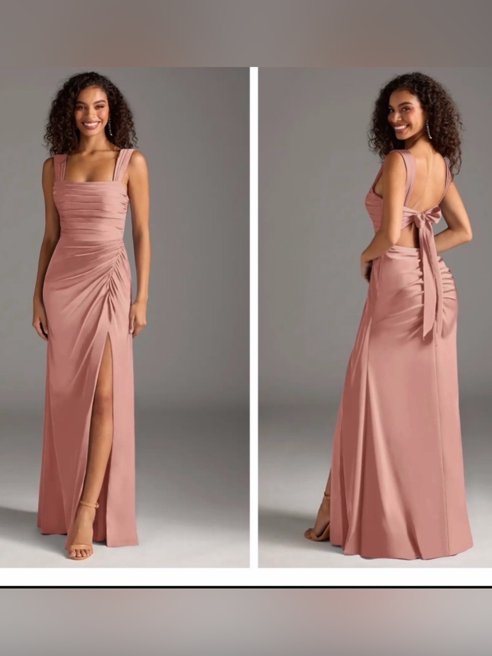 Azazie Rosette Square Neck Back-Bow Gown